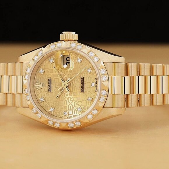 ROLEX LADIES PRESIDENT FACTORY JUBILEE DIAMOND 18K GOLD WATCH main image 5